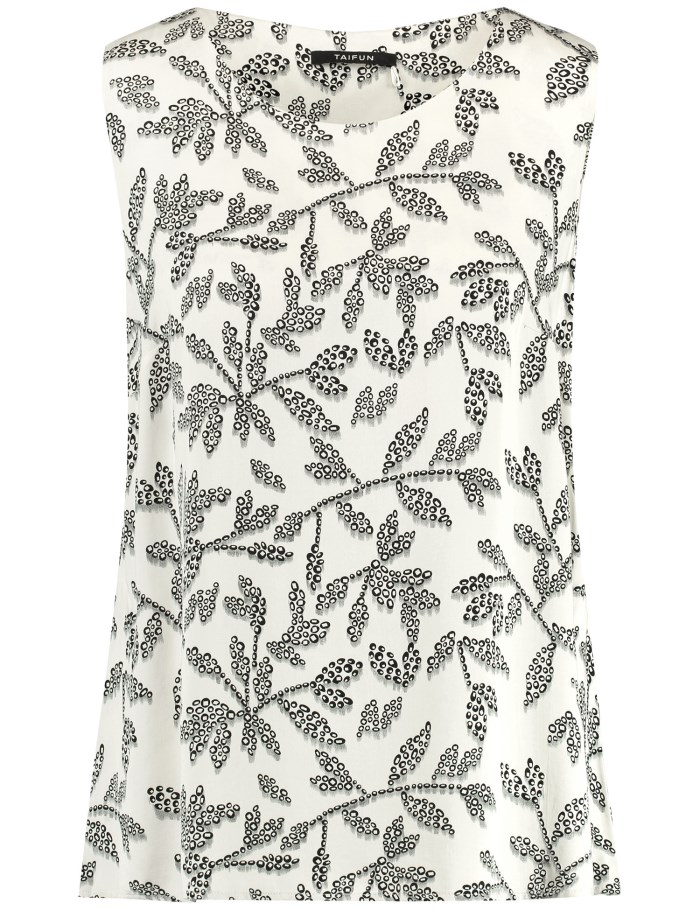 TAIFU Sleeveless blouse with a floral print Bluse Hvite | BEYR6070