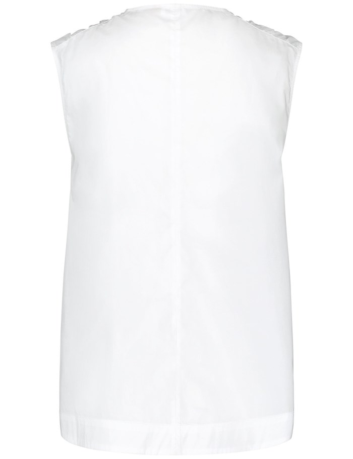 Gerry Weber Sleeveless cotton blouse with gathers Bluse Hvite | XSCW4521