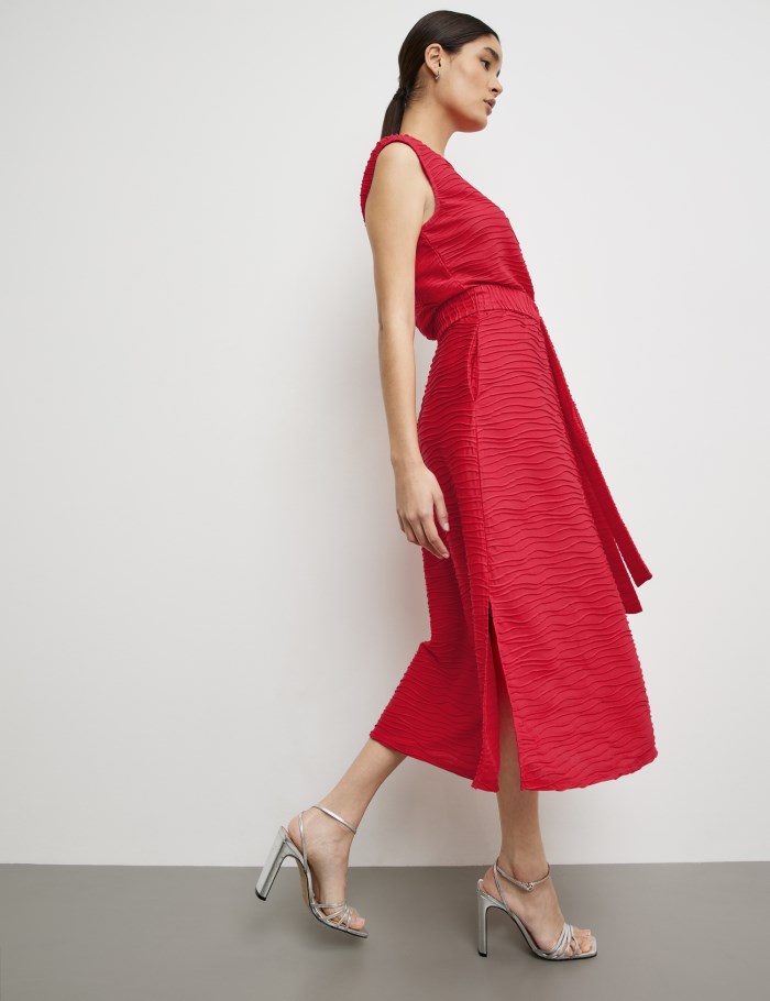 TAIFU Sleeveless dress made of textured jersey Kjole Rød | BRXA7732