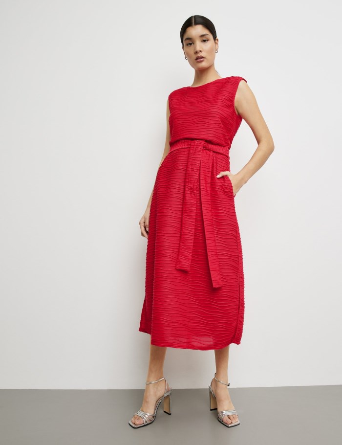 TAIFU Sleeveless dress made of textured jersey Kjole Rød | BRXA7732