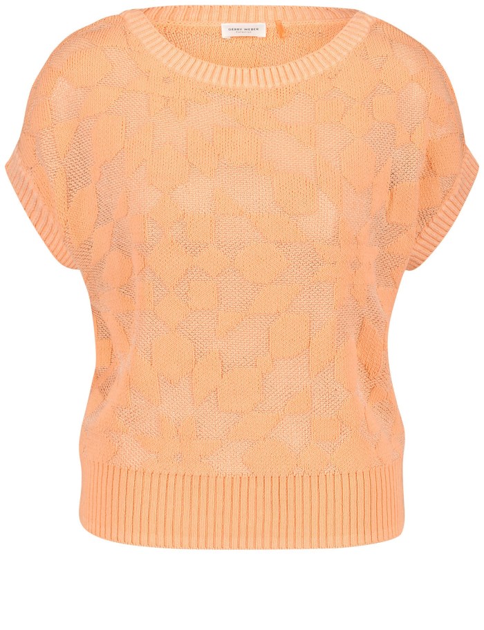 Gerry Weber Sleeveless jumper with a knitted pattern Strikkevarer Oransje | JIIF7010