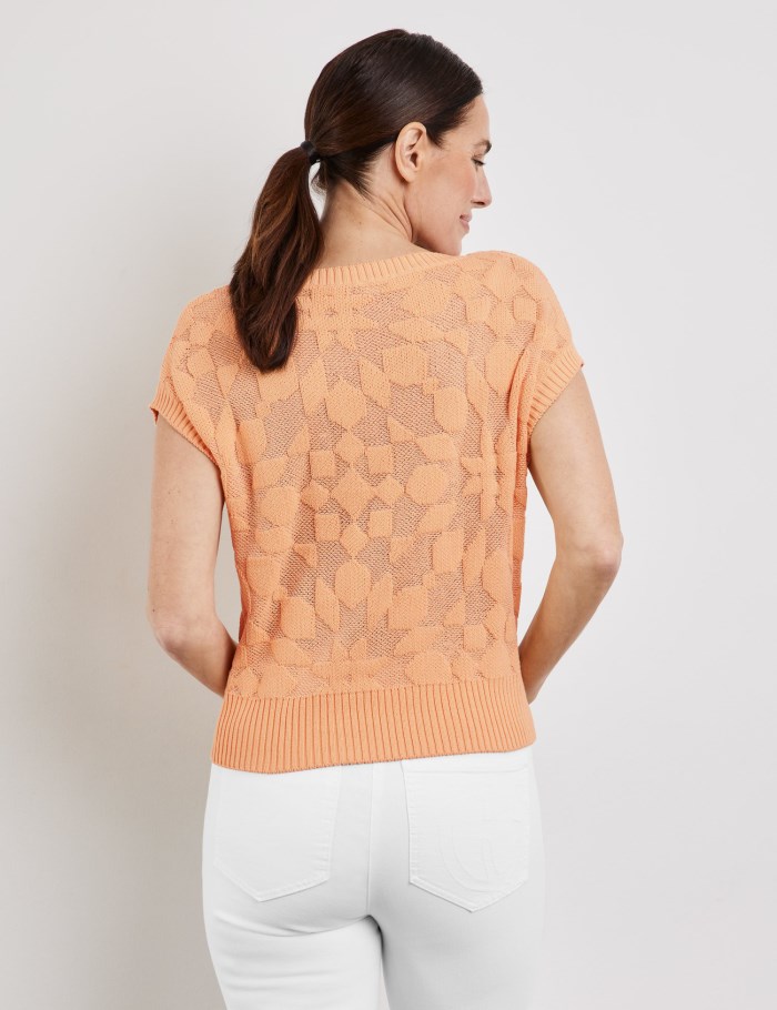 Gerry Weber Sleeveless jumper with a knitted pattern Strikkevarer Oransje | JIIF7010