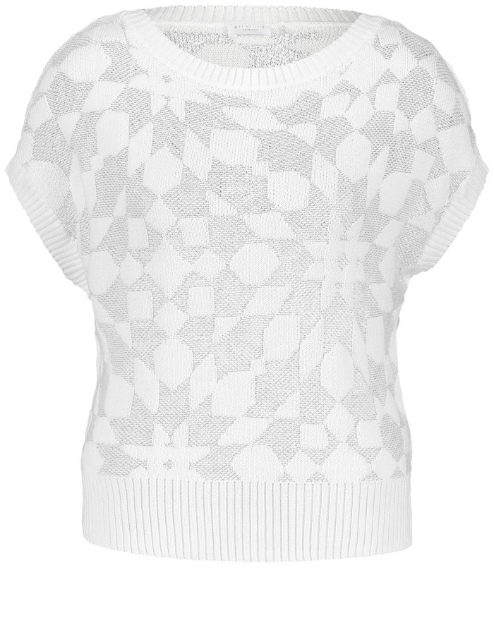 Gerry Weber Sleeveless jumper with a knitted pattern Strikkevarer Hvite | GISL8164