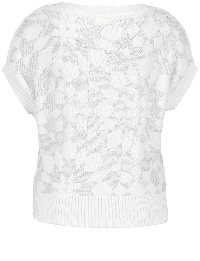 Gerry Weber Sleeveless jumper with a knitted pattern Strikkevarer Hvite | GISL8164