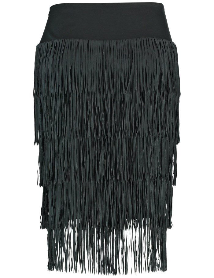 SAMOON Slim-fitting skirt with fringing Skjørt Svarte | REHO0147