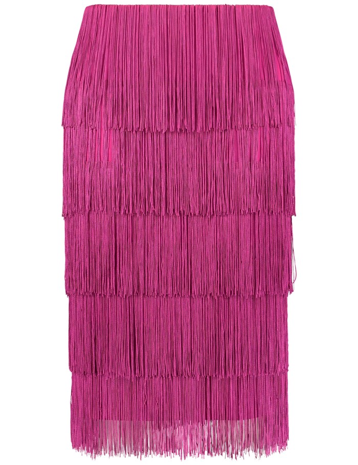 TAIFU Slim-fitting skirt with fringing Skjørt Rosa | AKWD9862