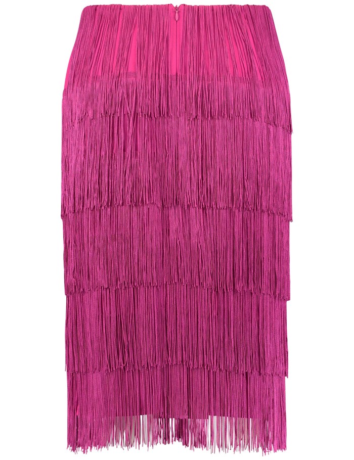 TAIFU Slim-fitting skirt with fringing Skjørt Rosa | AKWD9862