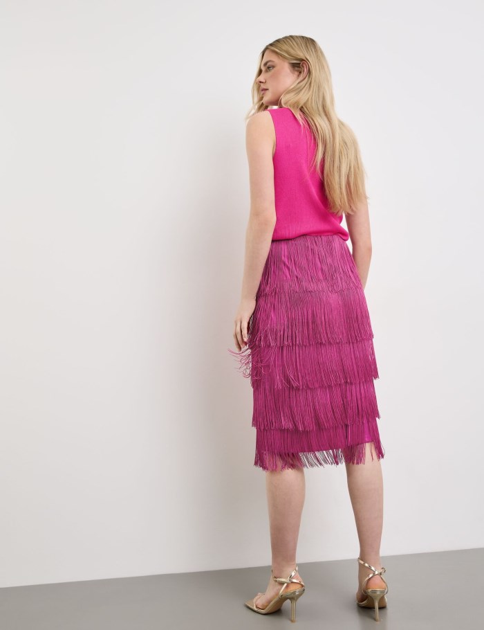 TAIFU Slim-fitting skirt with fringing Skjørt Rosa | AKWD9862