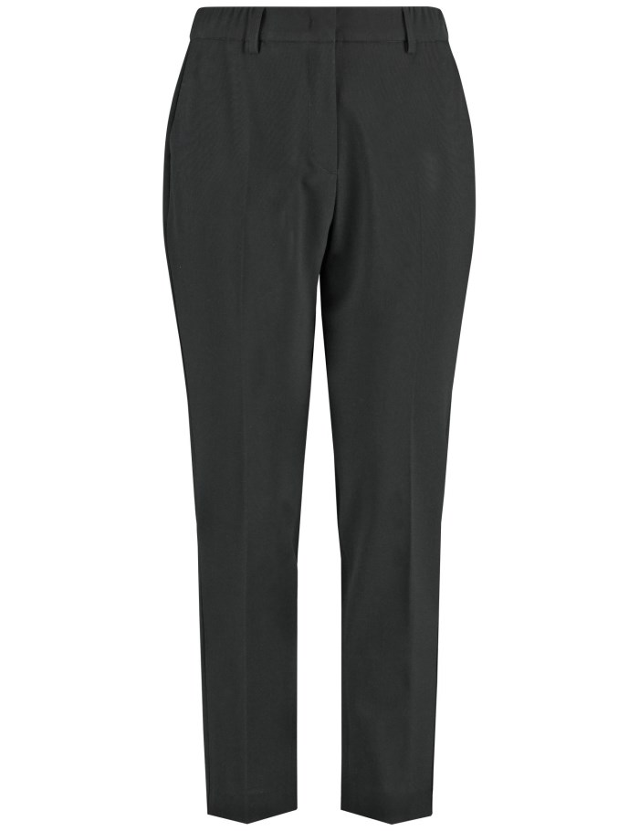 SAMOON Smart 7/8-length trousers with pressed pleats, Greta Bukser Svarte | YOMW3926