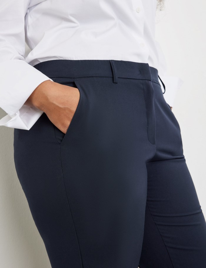 SAMOON Smart 7/8-length trousers with pressed pleats, Greta Bukser Blå | CNXT4752