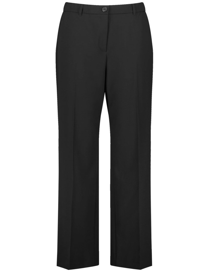 SAMOON Smart pressed pleat trousers with a wide leg, Carlotta Bukser Svarte | HEWF2452