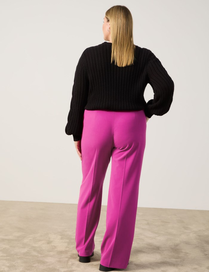 SAMOON Smart pressed pleat trousers with a wide leg, Carlotta Bukser Rosa | IEQR3125