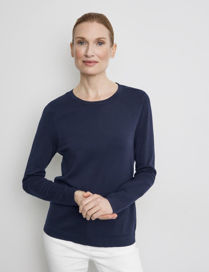 Gerry Weber Soft fine knit jumper Strikkevarer Blå | JYGQ3750