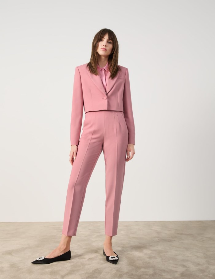 TAIFU Sophisticated tailored fit 7/8 stretch trousers Bukser Rosa | KQLF9608