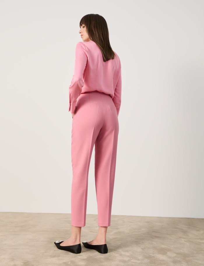 TAIFU Sophisticated tailored fit 7/8 stretch trousers Bukser Rosa | KQLF9608