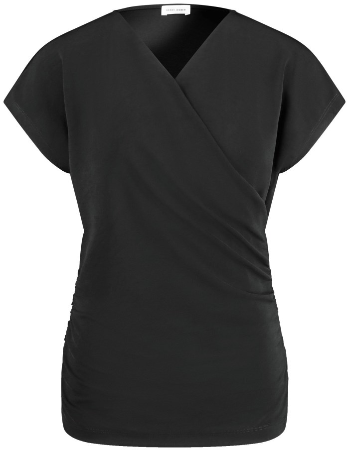 Gerry Weber Stretch T-shirt in a wrap-over look T-skjorte Svarte | HNEO7711