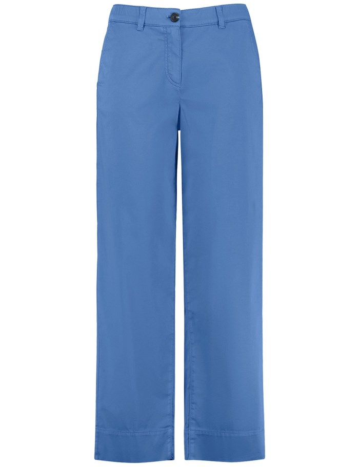 SAMOON Stretch cotton trousers with a wide leg, Carlotta Bukser Blå | CZGA3341