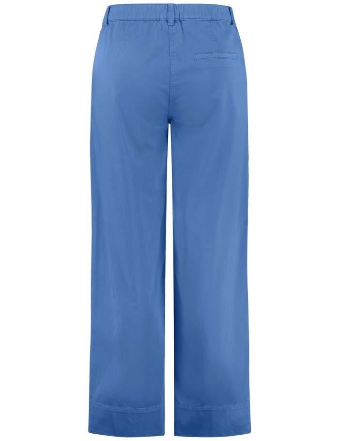 SAMOON Stretch cotton trousers with a wide leg, Carlotta Bukser Blå | CZGA3341