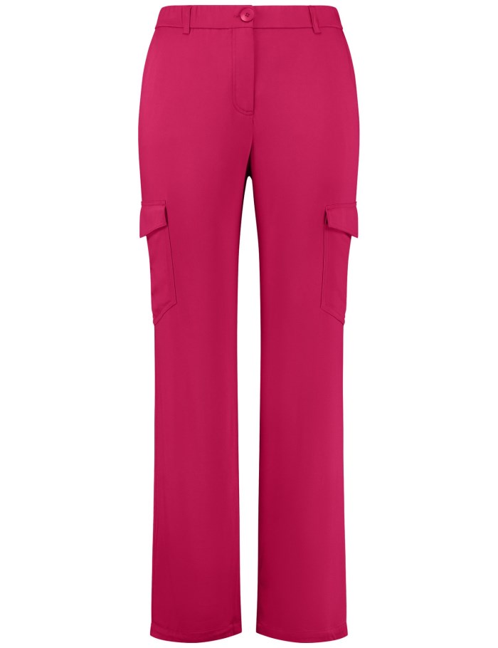 SAMOON Stretch satin cargo trousers Bukser Rosa | ZQZR5808