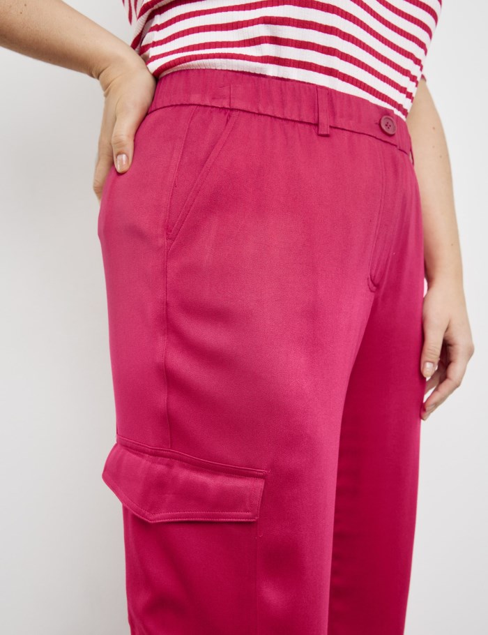 SAMOON Stretch satin cargo trousers Bukser Rosa | ZQZR5808