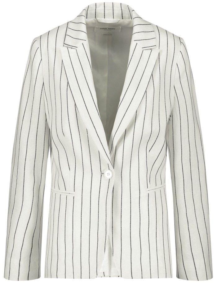 Gerry Weber Striped blazer with linen Blazere Hvite | BBYG2300