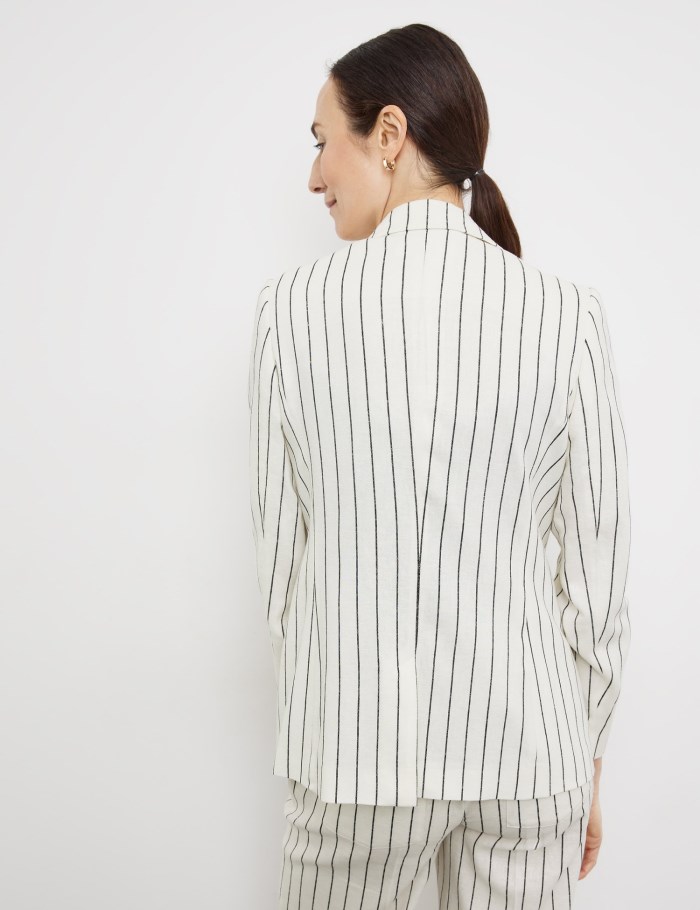 Gerry Weber Striped blazer with linen Blazere Hvite | BBYG2300