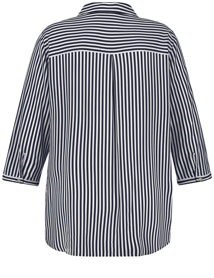 SAMOON Striped blouse with 3/4-length sleeves Bluse Blå | FCIW9925