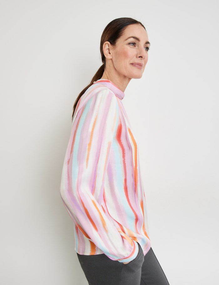 Gerry Weber Striped blouse with a stand-up collar Bluse Multicolor | VVRQ1781