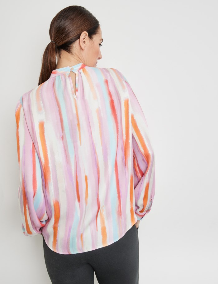 Gerry Weber Striped blouse with a stand-up collar Bluse Multicolor | VVRQ1781