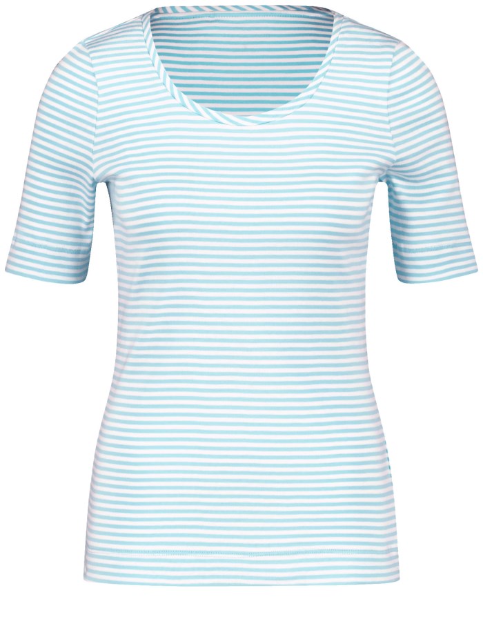 Gerry Weber Striped cotton T-shirt T-skjorte Blå | DEVC0254