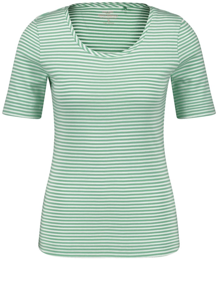 Gerry Weber Striped cotton T-shirt T-skjorte Grønn | OGHM5783