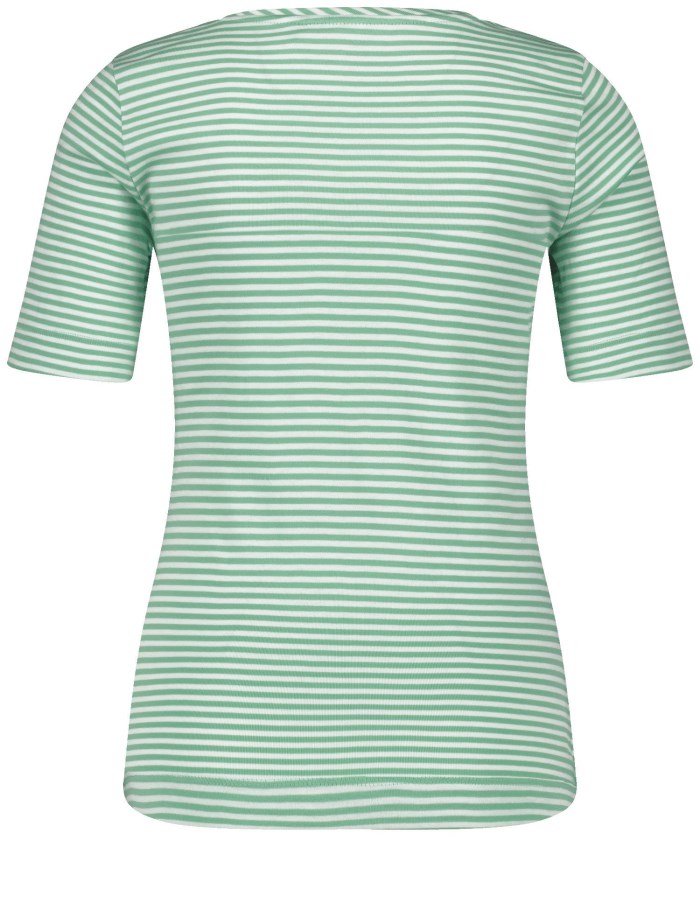 Gerry Weber Striped cotton T-shirt T-skjorte Grønn | OGHM5783