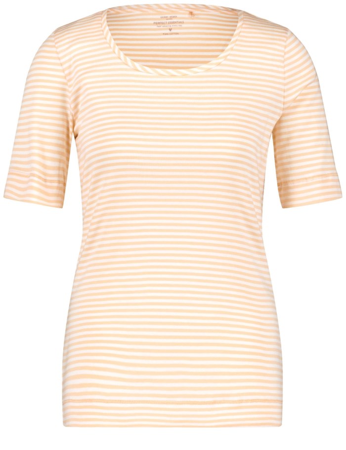 Gerry Weber Striped cotton T-shirt T-skjorte Oransje | VHFA0496