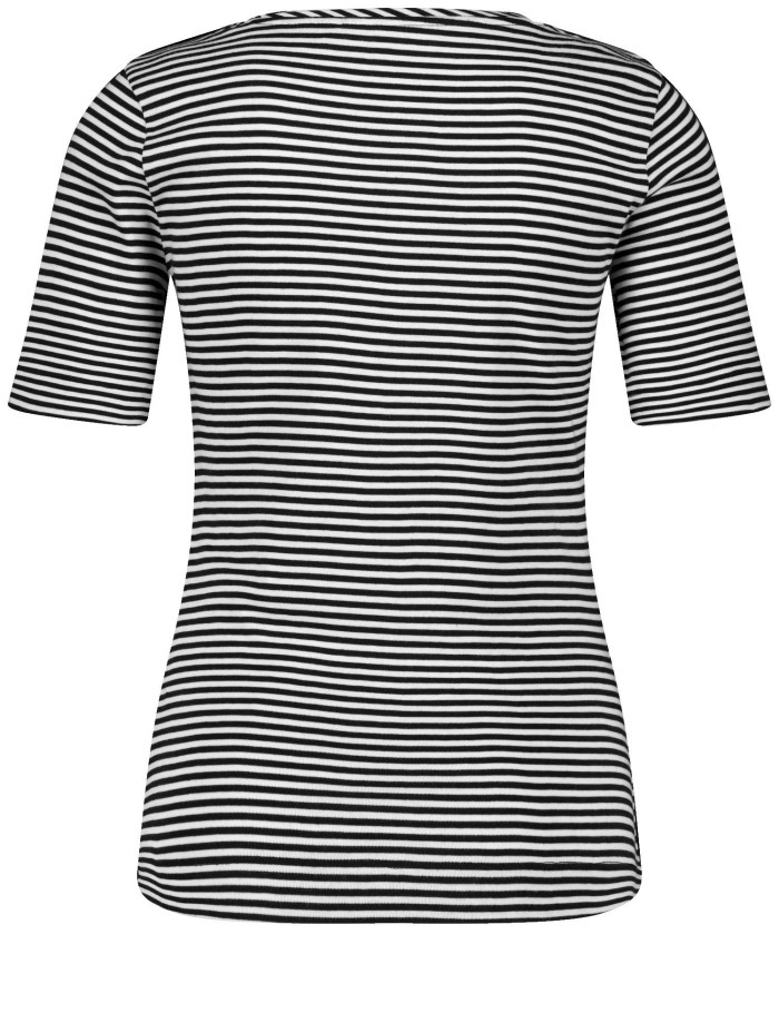 Gerry Weber Striped cotton T-shirt T-skjorte Svarte | PQQH4643