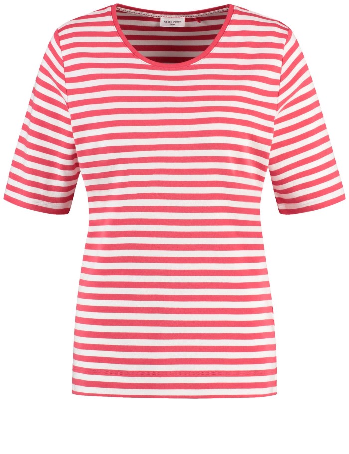 Gerry Weber Striped cotton T-shirt T-skjorte Rød | XMJV9946