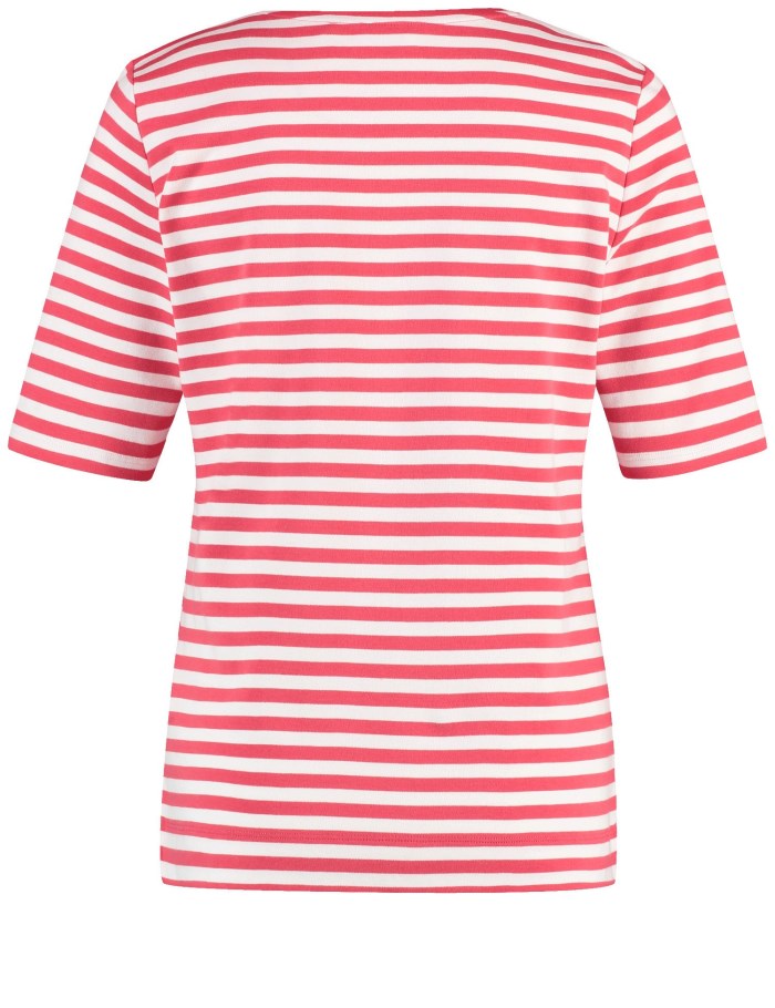 Gerry Weber Striped cotton T-shirt T-skjorte Rød | XMJV9946