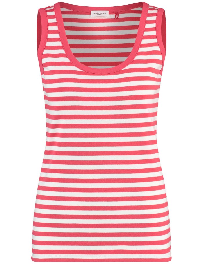 Gerry Weber Striped cotton top T-skjorte Rød | PBNU0688