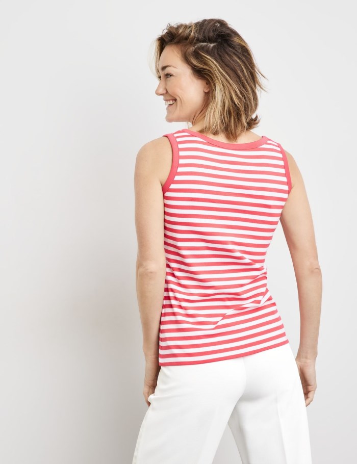 Gerry Weber Striped cotton top T-skjorte Rød | PBNU0688