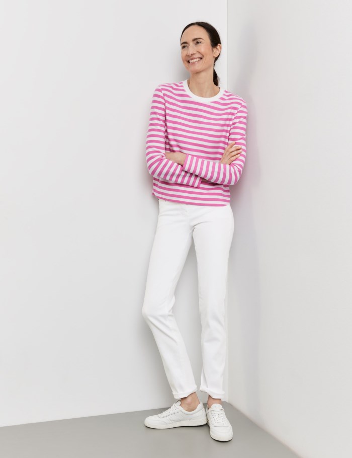 Gerry Weber Striped long sleeve top T-skjorte Rosa | ZNSL3454