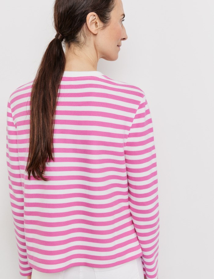 Gerry Weber Striped long sleeve top T-skjorte Rosa | ZNSL3454