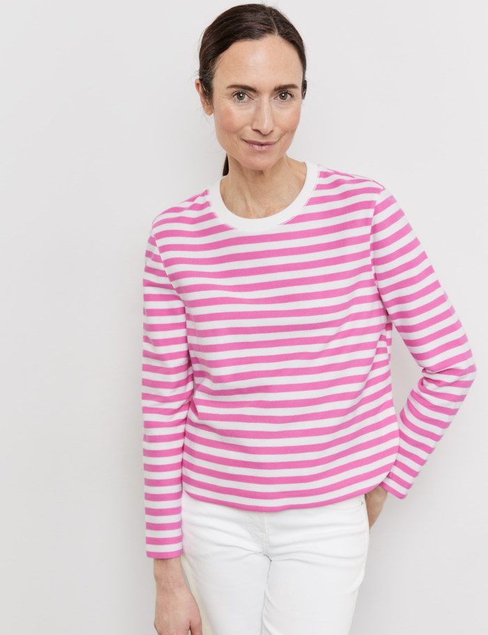 Gerry Weber Striped long sleeve top T-skjorte Rosa | ZNSL3454