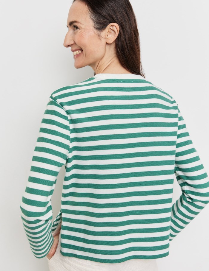 Gerry Weber Striped long sleeve top T-skjorte Grønn | JAKR5042