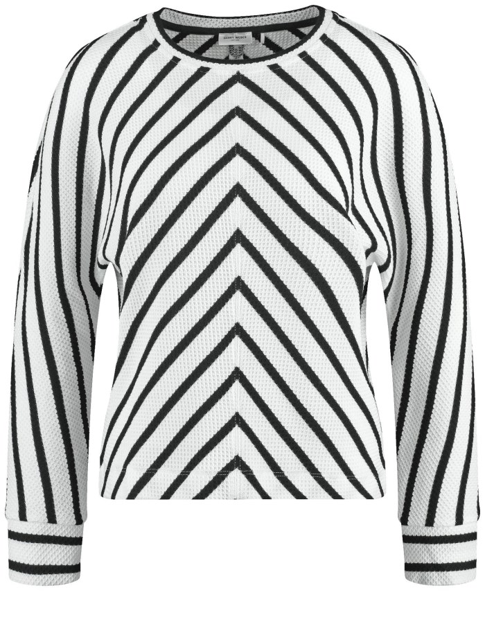 Gerry Weber Striped long sleeve top with batwing sleeves T-skjorte Hvite | VJQS7657