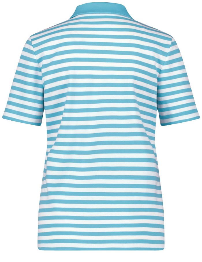 Gerry Weber Striped polo shirt made of sustainable cotton T-skjorte Blå | LJYI3686