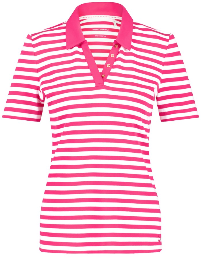 Gerry Weber Striped polo shirt made of sustainable cotton T-skjorte Rosa | JDHB1556