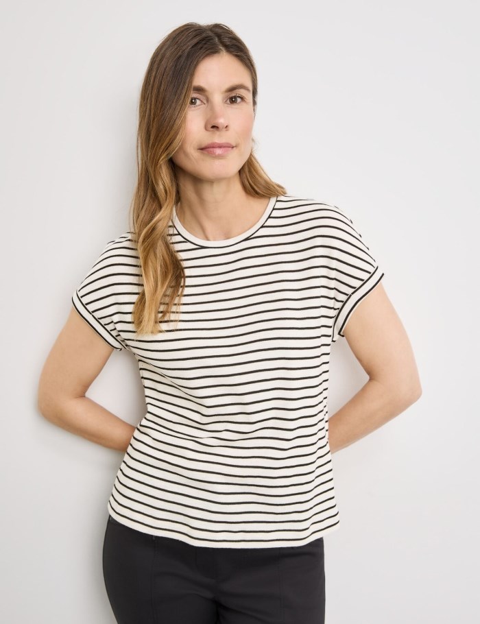 Gerry Weber Striped short sleeve top T-skjorte Hvite | GMQL7309