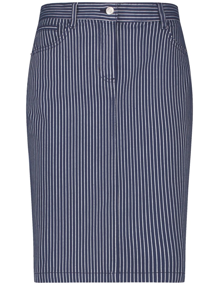 Gerry Weber Striped skirt with a kick pleat Skjørt Blå | QYCQ3910