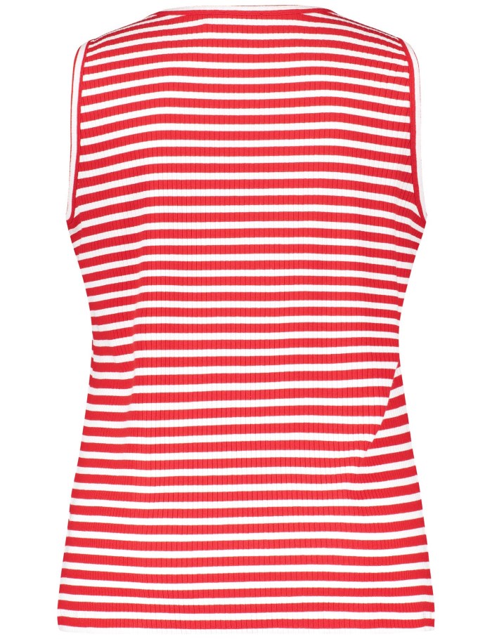 SAMOON Striped top made of textured jersey T-skjorte Rød | BGVX2742