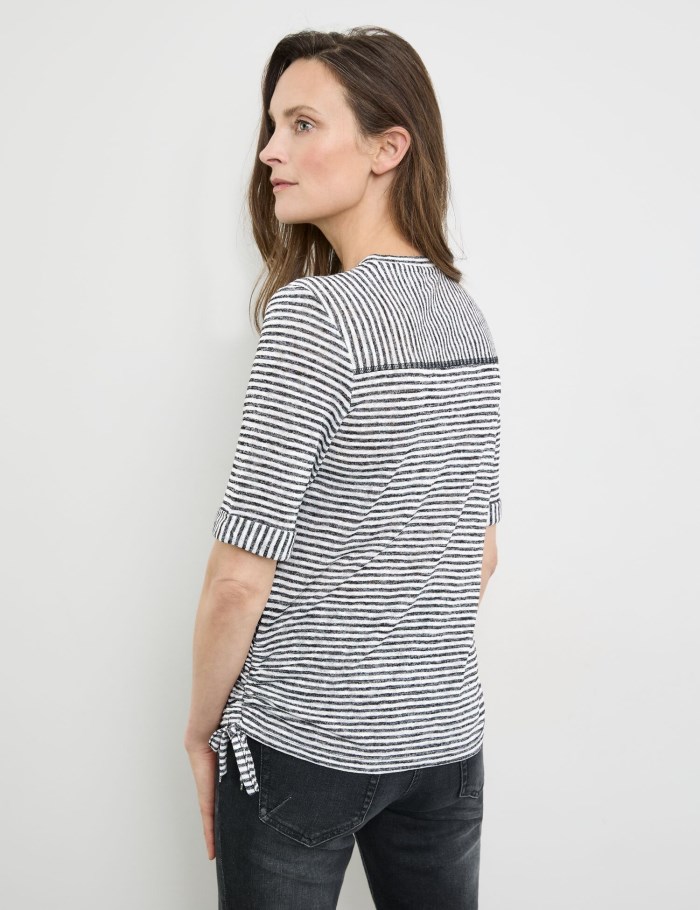 Gerry Weber Striped top with gathers T-skjorte Svarte | ESOT7124