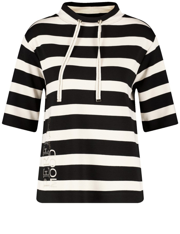 Gerry Weber Striped top with mid-length sleeves made of interlock jersey T-skjorte Svarte | UTWY9406